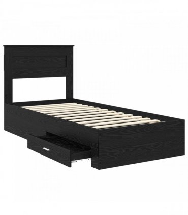 vidaXL Bed Frame with Drawer Black Oak 100 x 200 cm Engineered Wood