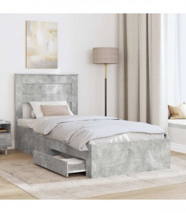 vidaXL Bed Frame Concrete Grey 100 x 200 cm Engineered Wood