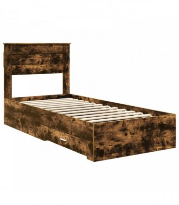 vidaXL Bed Frame with Drawer Smoked Oak 100 x 200 cm Engineered Wood