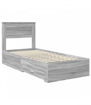 vidaXL Bed Frame with Drawer Grey Sonoma 100 x 200 cm Engineered Wood