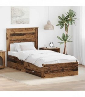 vidaXL Bed Frame with Drawer Old Wood 90 x 200 cm Engineered Wood