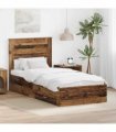 vidaXL Bed Frame with Drawer Old Wood 90 x 200 cm Engineered Wood