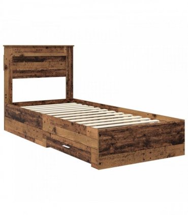 vidaXL Bed Frame with Drawer Old Wood 90 x 200 cm Engineered Wood
