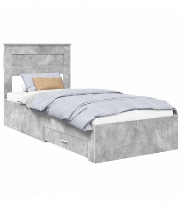 vidaXL Bed Frame Concrete Grey and Silver 75 x 190 cm Engineered Wood