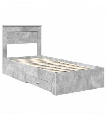 vidaXL Bed Frame Concrete Grey and Silver 75 x 190 cm Engineered Wood
