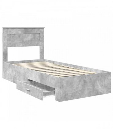 vidaXL Bed Frame Concrete Grey and Silver 75 x 190 cm Engineered Wood