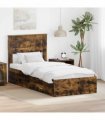 vidaXL Bed Frame Smoked Oak and Silver 75 x 190 cm Engineered Wood
