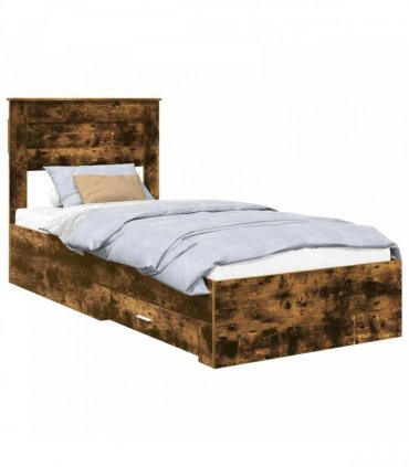vidaXL Bed Frame Smoked Oak and Silver 75 x 190 cm Engineered Wood