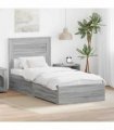 vidaXL Bed Frame Grey Sonoma and Silver 75 x 190 cm Engineered Wood