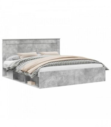 vidaXL Bed Frame Concrete Grey 180 x 200 cm Engineered Wood