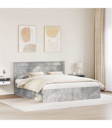 vidaXL Bed Frame Concrete Grey 180 x 200 cm Engineered Wood