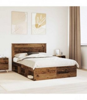 vidaXL Bed Frame with Headboard Old Wood 150 x 200 cm Solid Pine Wood