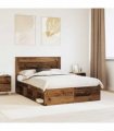 vidaXL Bed Frame with Headboard Old Wood 150 x 200 cm Solid Pine Wood