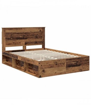 vidaXL Bed Frame with Headboard Old Wood 150 x 200 cm Solid Pine Wood