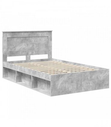 vidaXL Bed Frame Plain Concerte Grey 135 x 190 cm Solid Pine Wood