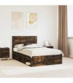 vidaXL Bed Frame Smoked Oak 135 x 190 cm Engineered Wood
