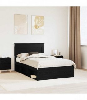 vidaXL Bed Frame Black Oak 120 x 190 cm Engineered Wood