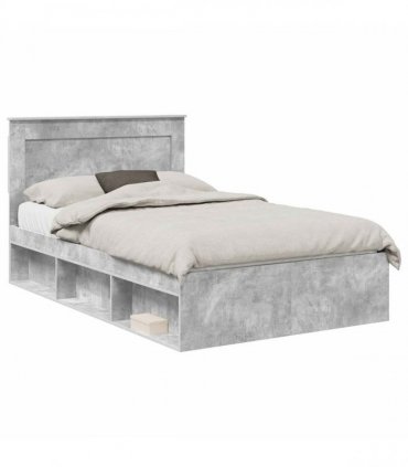 vidaXL Bed Frame Concrete Grey 120 x 190 cm Engineered Wood