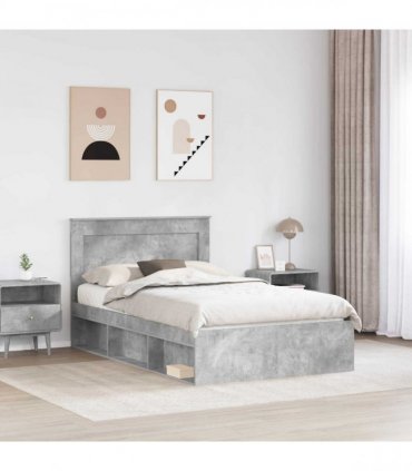vidaXL Bed Frame Concrete Grey 120 x 190 cm Engineered Wood