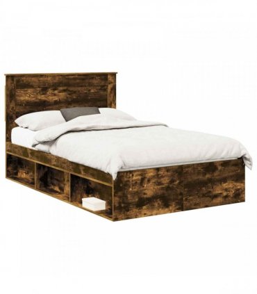 vidaXL Bed Frame Smoked Oak 120 x 190 cm Engineered Wood
