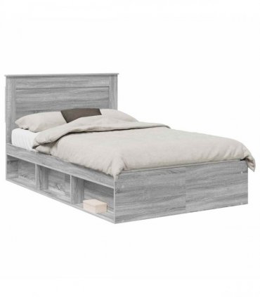 vidaXL Bed Frame Grey Sonoma 120 x 190 cm Engineered Wood