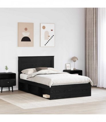 vidaXL Bed Frame Black 120 x 200 cm Engineered Wood