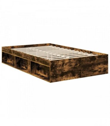 vidaXL Bed Frame Smoked Oak 120 x 200 cm Engineered Wood