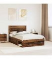 vidaXL Bed Frame with Headboard Old Wood 120 x 200 cm Solid Pine Wood