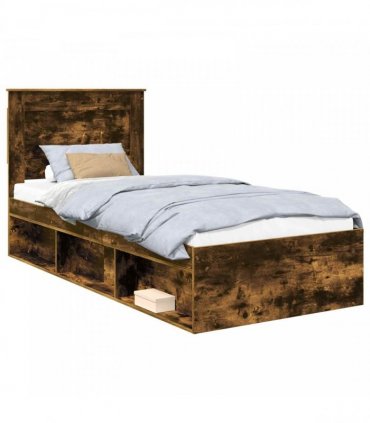 vidaXL Bed Frame Smoked Oak 100 x 200 cm Engineered Wood