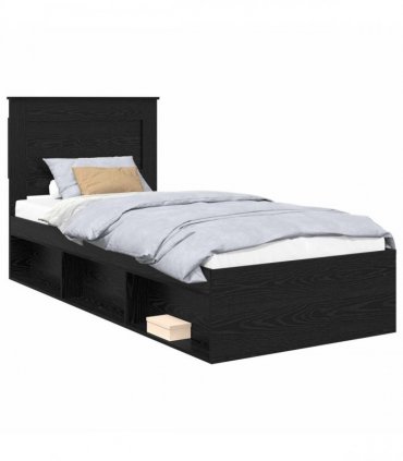 vidaXL Bed Frame Black Oak 90 x 190 cm Engineered Wood