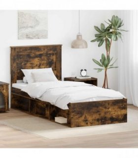 vidaXL Bed Frame Smoked Oak 90 x 190 cm Engineered Wood