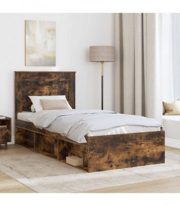 vidaXL Bed Frame Smoked Oak 90 x 190 cm Engineered Wood