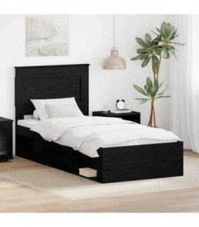 vidaXL Bed Frame Black Oak 90 x 200 cm Engineered Wood