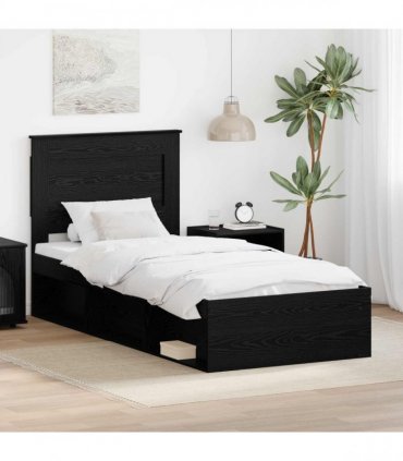 vidaXL Bed Frame Black Oak 90 x 200 cm Engineered Wood