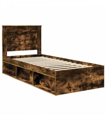 vidaXL Bed Frame Smoked Oak 90 x 200 cm Engineered Wood