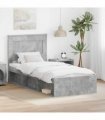 vidaXL Bed Frame with Drawer Concerte Grey 75 x 190 cm Solid Pine Wood