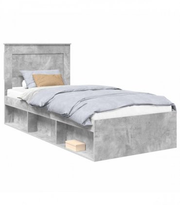 vidaXL Bed Frame with Drawer Concerte Grey 75 x 190 cm Solid Pine Wood