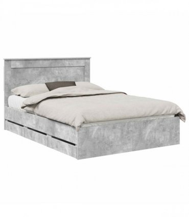 vidaXL Bed Frame with Drawer Concrete Grey 160 x 200 cm Engineer Wood