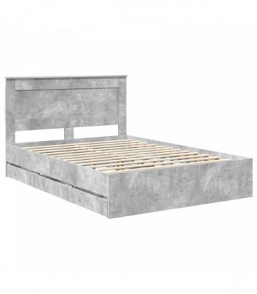 vidaXL Bed Frame with Drawer Concrete Grey 160 x 200 cm Engineer Wood