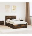 vidaXL Bed Frame with Drawer Smoked Oak 120 x 190 cm Engineer Wood