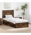 vidaXL Bed Frame with Drawer Smoked Oak 90 x 200 cm Engineer Wood