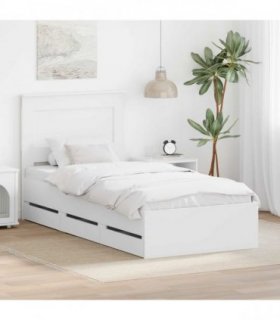 vidaXL Bed Frame with Drawer White 75 x 190 cm Engineer Wood