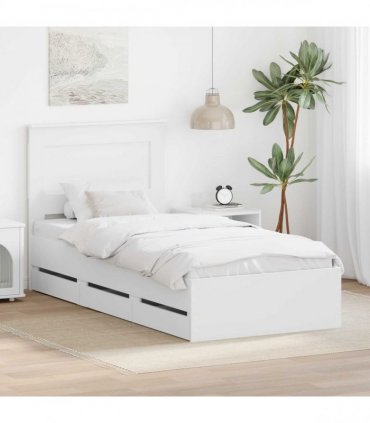 vidaXL Bed Frame with Drawer White 75 x 190 cm Engineer Wood