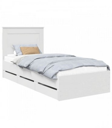 vidaXL Bed Frame with Drawer White 75 x 190 cm Engineer Wood