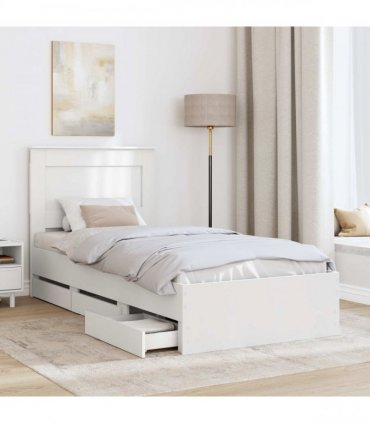 vidaXL Bed Frame with Drawer White 75 x 190 cm Engineer Wood