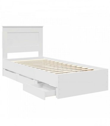 vidaXL Bed Frame with Drawer White 75 x 190 cm Engineer Wood