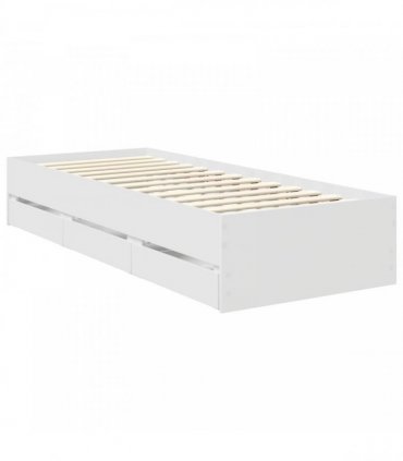 vidaXL Bed Frame with Drawer White 75 x 190 cm Engineer Wood