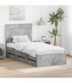 vidaXL Bed Frame with Drawer Concrete Grey 75 x 190 cm Engineer Wood