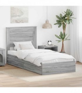 vidaXL Storage Bed Grey Sonoma 100 x 200 cm Engineered Wood
