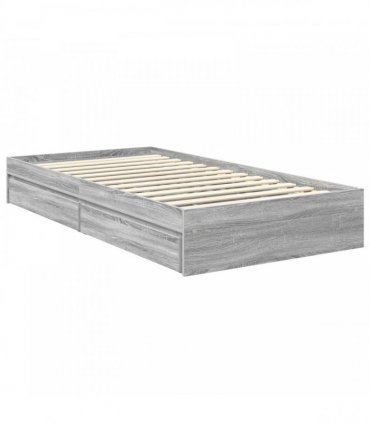 vidaXL Storage Bed Grey Sonoma 100 x 200 cm Engineered Wood